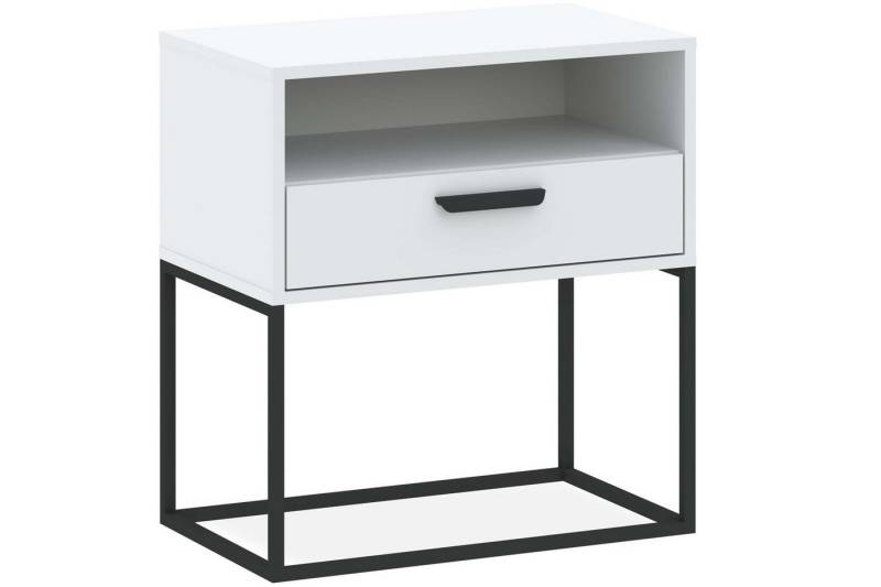 KONSIMO® Nachttisch RECTUS Nachtschrank, Modern, hergestellt in der EU, Beistelltisch (1-St), mit Schublade, Stauraum, schwarzer Metallrahmen, Kunststoffgriff von KONSIMO®