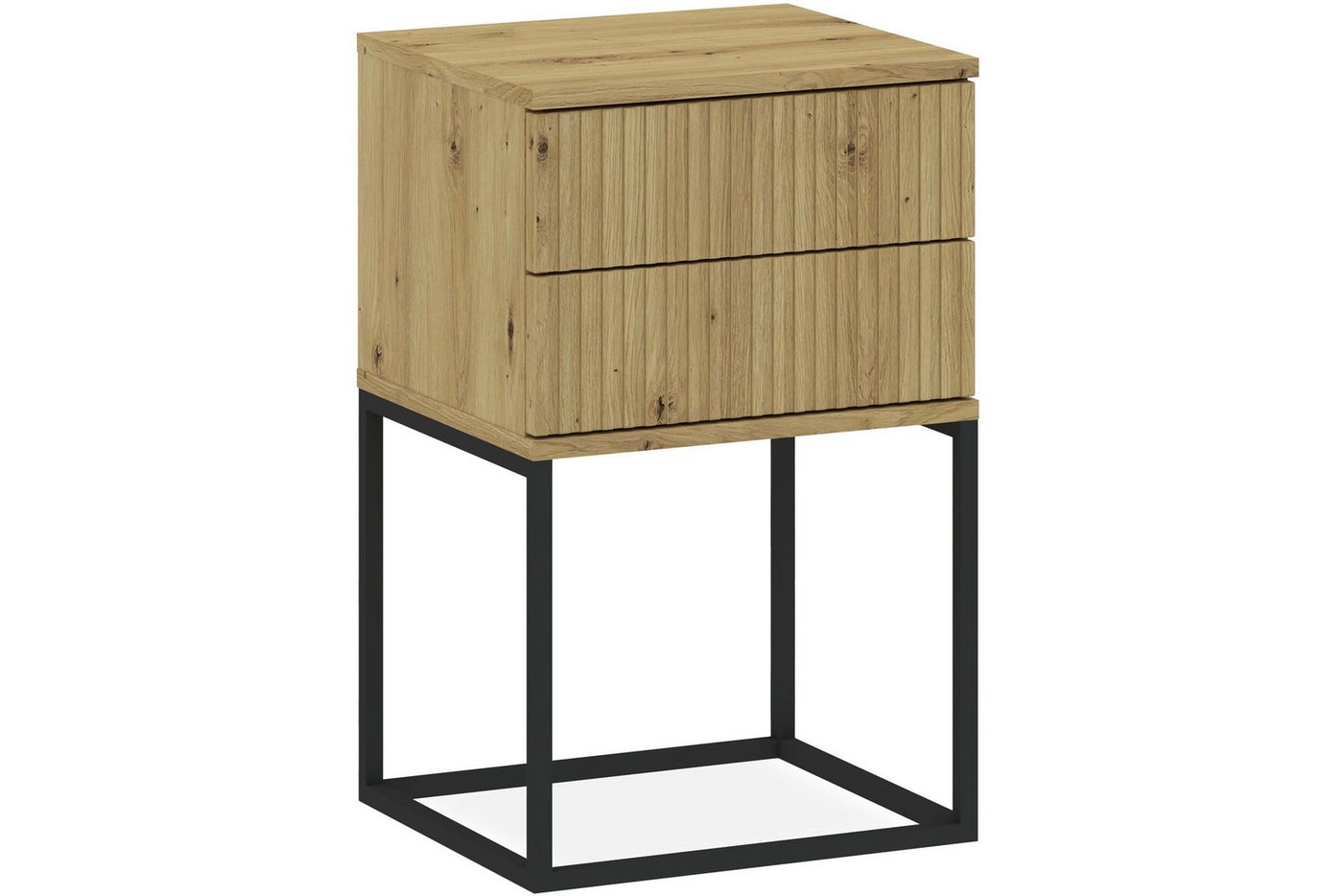 KONSIMO® Nachttisch RECTUS Nachtschrank, Modern, hergestellt in der EU, mit 2 Schubladen (1-St), Beistelltisch, geriffelte Schubladenfront, Push-to-Open von KONSIMO®