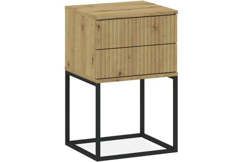 KONSIMO® Nachttisch RECTUS Nachtschrank, Modern, hergestellt in der EU, mit 2 Schubladen (1-St), Beistelltisch, geriffelte Schubladenfront, Push-to-Open von KONSIMO®