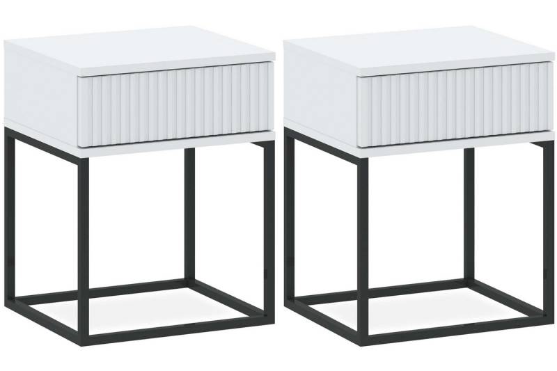 KONSIMO® Nachttisch RECTUS Nachtschrank, Modern, hergestellt in der EU (2-St), mit Schublade, geriffelte Schubladenfront, Push-to-Open von KONSIMO®
