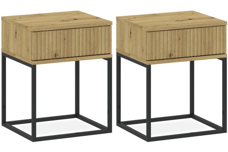 KONSIMO® Nachttisch RECTUS Nachtschrank, Modern, hergestellt in der EU (2-St), mit Schublade, geriffelte Schubladenfront, Push-to-Open von KONSIMO®