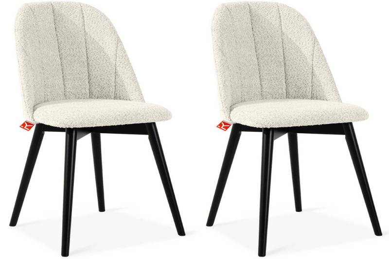 KONSIMO® Polsterstuhl BAKERI Holzstühle 2 St., Esstischstühle, hergestellt in der EU (2 St), Gestell aus Buche Massivholz, Bouclé-Stoff, Sitzkomfort garantiert von KONSIMO®