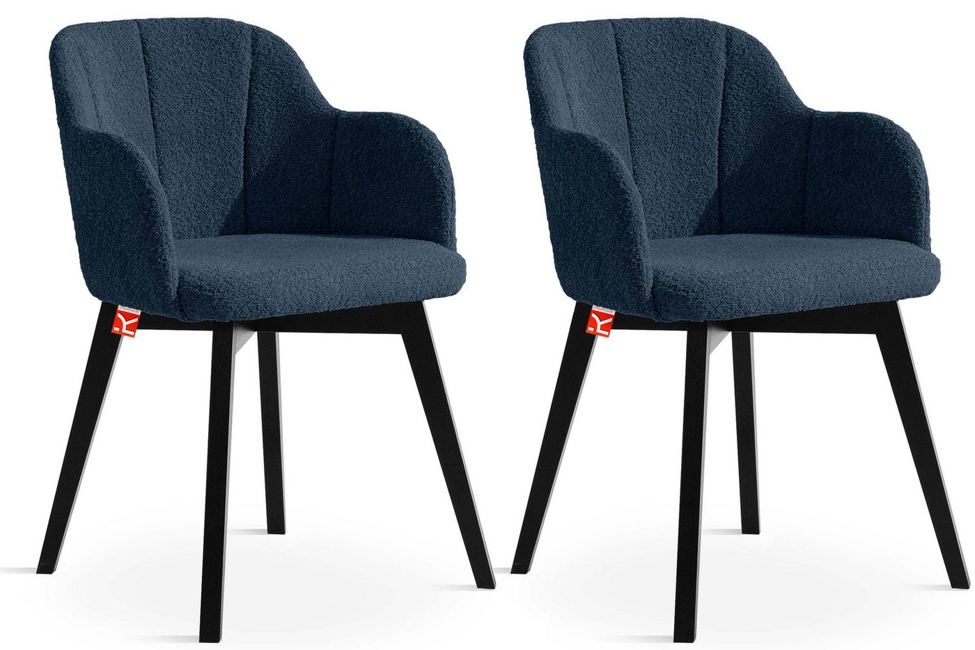 KONSIMO® Polsterstuhl LONIS Esszimmerstühle (2er Set), Loungesessel, hergestellt in der EU, (Boucléstoff, 2 St), superstabiler schwarz Buchenholzrahmen, Modern, mit Armlehnen von KONSIMO®