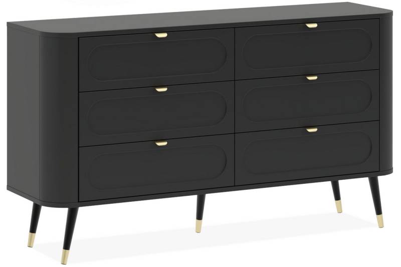 KONSIMO® Schubkastenkommode LONA Kommode, Sideboard, hergestellt in der EU, subtile Rundungen, satinierte Oberfläche, viel Stauraum von KONSIMO®