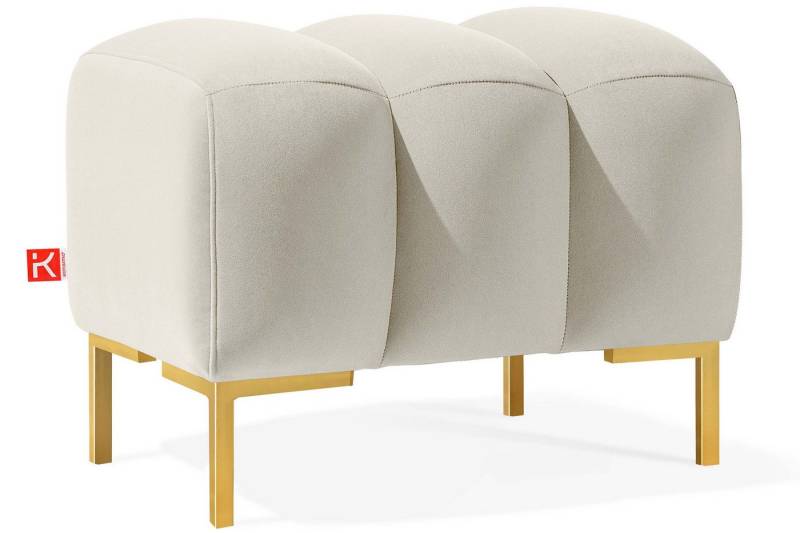 KONSIMO® Sitzhocker Polsterhocker PECCO hergestellt in der EU, Veloursstoff, handgefertigt, Elegant, Massivholzrahmen von KONSIMO®