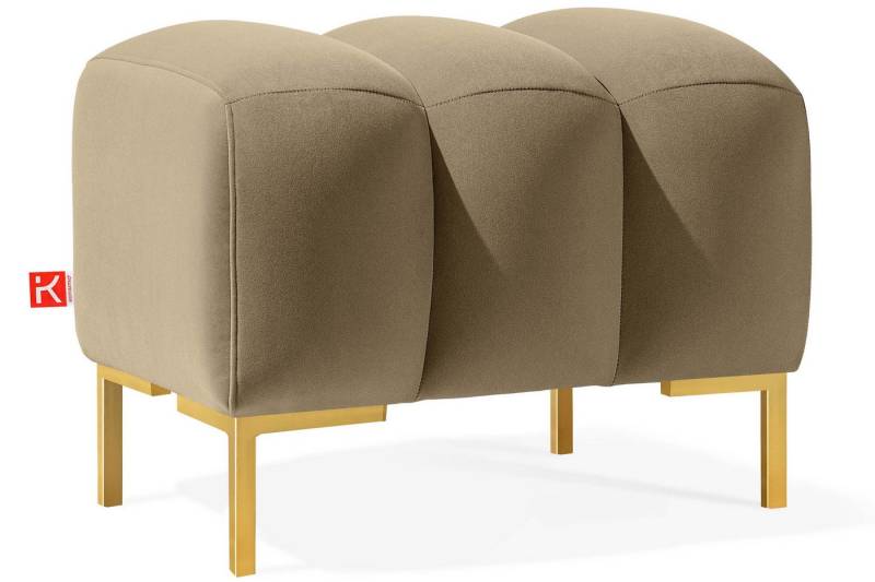 KONSIMO® Sitzhocker Polsterhocker PECCO hergestellt in der EU, Veloursstoff, handgefertigt, Elegant, Massivholzrahmen von KONSIMO®