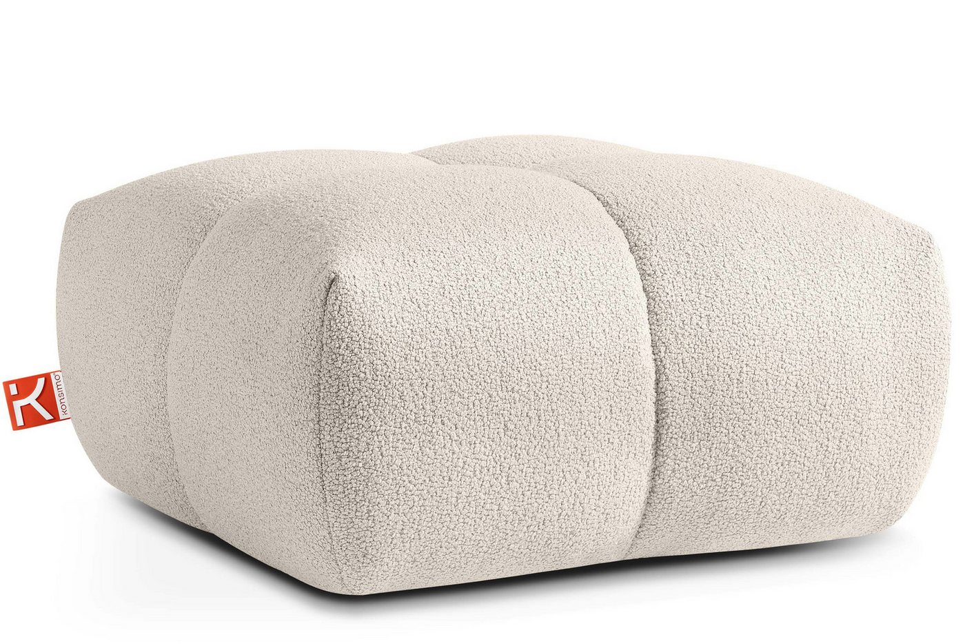 KONSIMO® Sitzhocker VENA Polsterhocker, Pouf, Japandi-Stil, Premiumqualität aus EU, wasserabweisender Stoff, Bouclé, mit Steppung von KONSIMO®