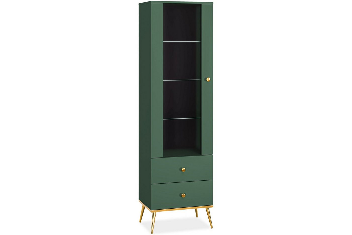 KONSIMO® Standvitrine ARICIA Vitrine hergestellt in der EU, mit Goldelementen, Soft-Close-Funktion von KONSIMO®