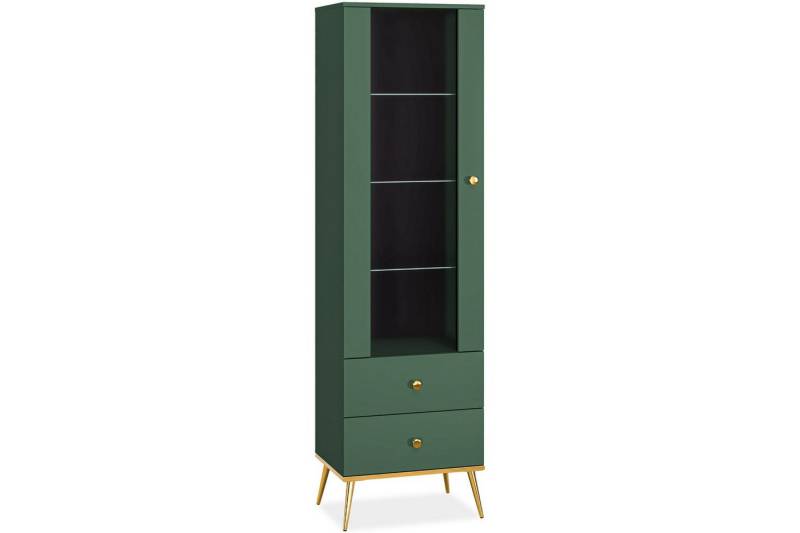 KONSIMO® Standvitrine ARICIA Vitrine hergestellt in der EU, mit Goldelementen, Soft-Close-Funktion von KONSIMO®