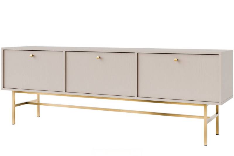 KONSIMO® TV-Schrank FLOREN Lowboard, TV-Board, Fernsehtisch, hergestellt in der EU Elegant, mit Goldelementen, Holzstruktur, 3 Klappen, Breite 180 cm von KONSIMO®