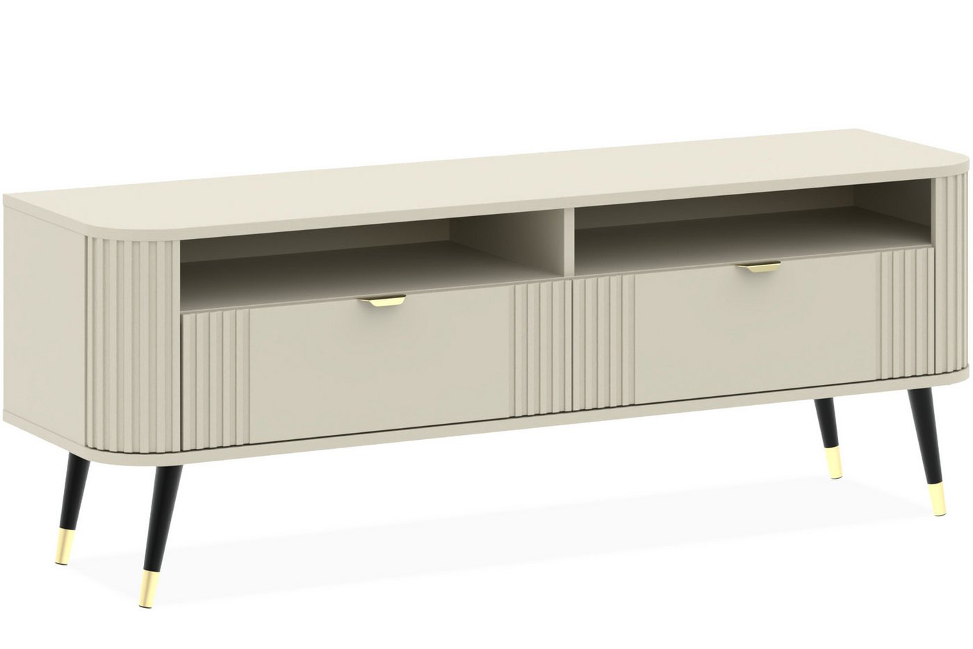 KONSIMO® TV-Schrank PURA Lowboard, TV-Board, Fernsehtisch, hergestellt in der EU mit Goldelementen, satinierte Oberfläche, mit Stauraum von KONSIMO®