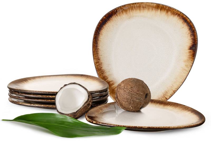 KONSIMO® Teller-Set PRIMA Tafelservice, 6x Speiseteller, Premiumqualität aus EU (6-tlg), 6 Personen, Keramik, jedes Stück ein Unikat, handgefertigt, luxuriöse Qualitätskeramik von KONSIMO®