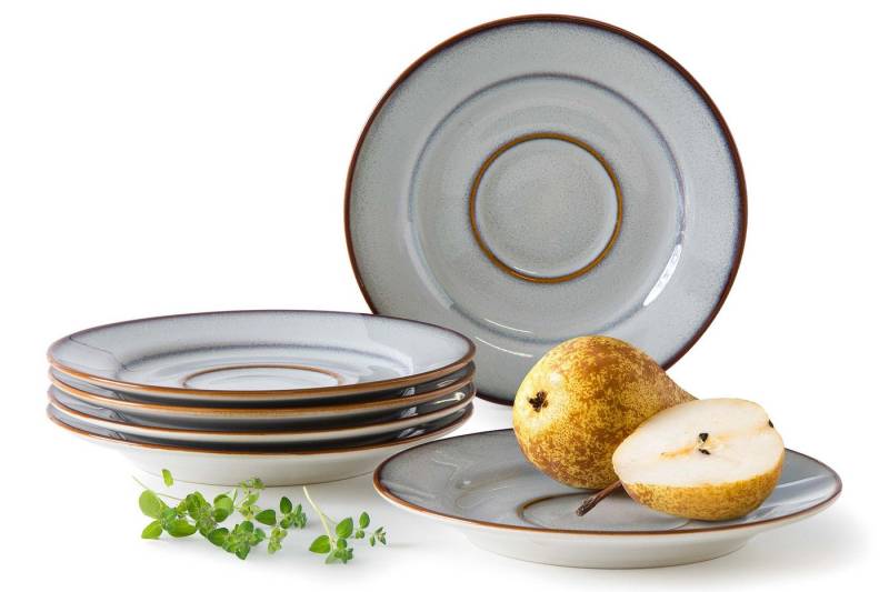 KONSIMO® Untertasse RITZENHOFF & BREKER PORTOFINO Untertassen-Set, Steinzeug, (6 St), spülmaschinengeeignet, mikrowellengeeignet, Reaktivglasur von KONSIMO®