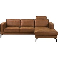 Altha Ecksofa 4 Sitzer aus Naturleder, Hellbraun - Konsimo von KONSIMO