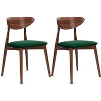 Konsimo - Esszimmerstühle 2 St rabi Gestell aus Massivholz, Dunkelgrün, Stoff/Holz, Scandinavian, 47x79x45 cm von KONSIMO