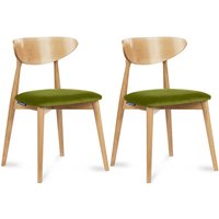 Konsimo - Esszimmerstühle 2 St rabi Gestell aus Massivholz, Grün, Stoff/Holz, Scandinavian, 47x79x45 cm von KONSIMO
