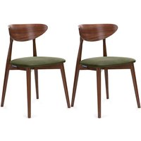 Esszimmerstühle 2 St rabi Gestell aus Massivholz, Grün, Stoff/Holz, Scandinavian, 47x79x45 cm - Konsimo von KONSIMO