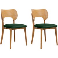Esszimmerstühle lyco 2 St Gestell aus Massivholz, Dunkelgrün, Stoff/Holz, Scandinavian, 47x80,5x45 cm - Konsimo von KONSIMO