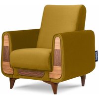 Gustavo Klassischer Sessel aus Schaumstoff und Holz, gelb - Konsimo von KONSIMO