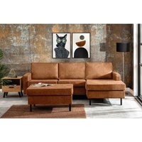 Invia Loft Ecksofa links 4 Sitzer aus Leder und Mikrofaser, cognac - Konsimo Invia Loft Ecksofa links 4 Sitzer aus Leder und Mikrofaser, cognac - Konsimo von KONSIMO