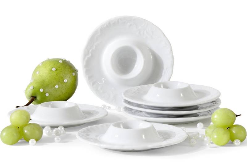 KONSIMO® Eierbecher CMIELOW ROCOCO Eierhalter, Hochwertiges Premium-Porzellan, (6-tlg), mit eleganten Verzierungen, handgefertigt von KONSIMO®