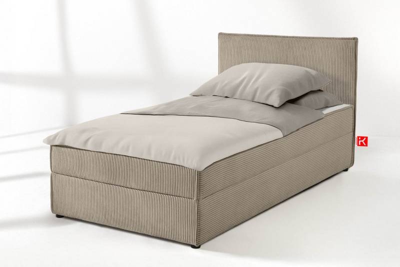 KONSIMO® Jugendbett Einzelbett, Polsterbett ROTI, Tagesbett (100 cm x 200 cm), hergestellt in der EU, mit Polsterkissen, liegefläche Vollbezug von KONSIMO®