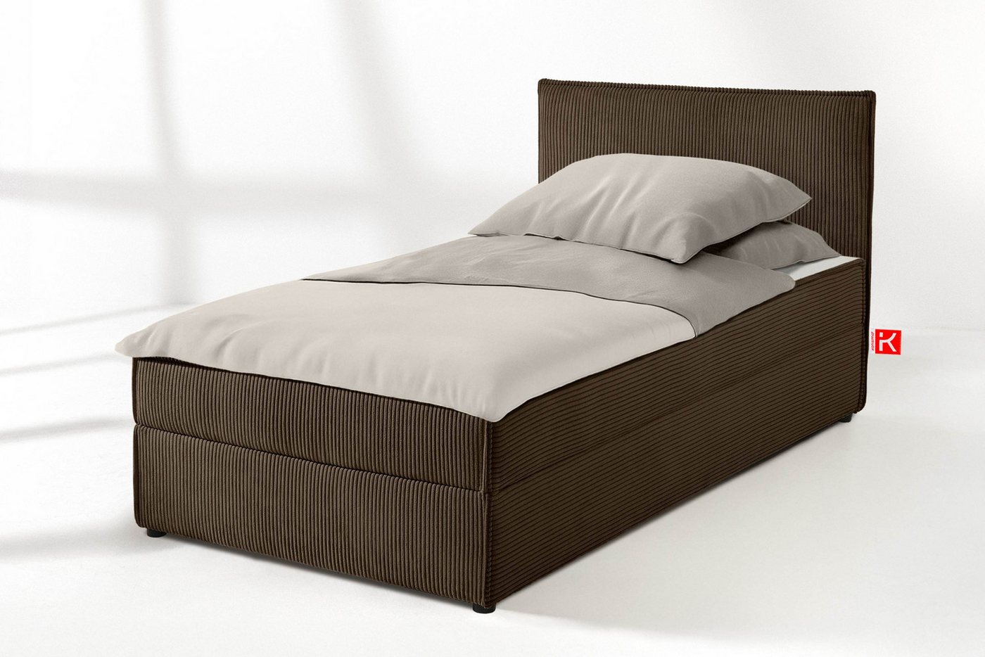 KONSIMO® Jugendbett Einzelbett, Polsterbett ROTI, Tagesbett (90 cm x 200 cm), hergestellt in der EU, mit Polsterkissen, liegefläche Vollbezug von KONSIMO®