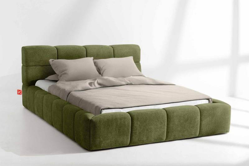 KONSIMO® Polsterbett Doppelbett AERI mit Stauraum, ohne Matratze, hergestellt in der EU (140/160/180/200 cm x 200 cm), handgefertigt, mit Massivholzrahmen, gepolstertes Kopfteil, Modern von KONSIMO®