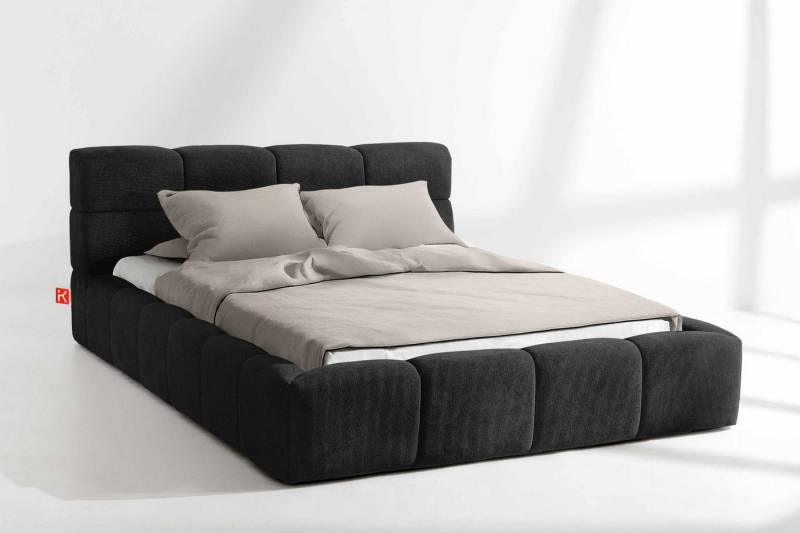 KONSIMO® Polsterbett Doppelbett AERI mit Stauraum, ohne Matratze, hergestellt in der EU (140/160/180/200 cm x 200 cm), handgefertigt, mit Massivholzrahmen, gepolstertes Kopfteil, Modern von KONSIMO®