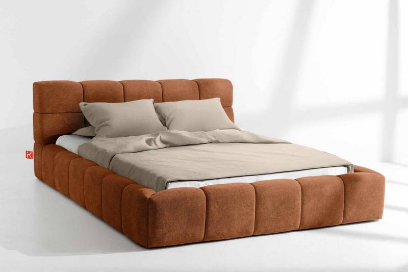 KONSIMO® Polsterbett Doppelbett AERI mit Stauraum, ohne Matratze, hergestellt in der EU (140/160/180/200 cm x 200 cm), handgefertigt, mit Massivholzrahmen, gepolstertes Kopfteil, Modern von KONSIMO®