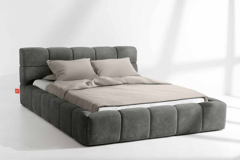 KONSIMO® Polsterbett Doppelbett AERI mit Stauraum, ohne Matratze, hergestellt in der EU (140/160/180/200 cm x 200 cm), handgefertigt, mit Massivholzrahmen, gepolstertes Kopfteil, Modern von KONSIMO®