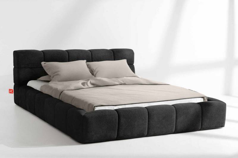 KONSIMO® Polsterbett Doppelbett AERI mit Stauraum, ohne Matratze, hergestellt in der EU (140/160/180/200 cm x 200 cm), handgefertigt, mit Massivholzrahmen, gepolstertes Kopfteil, Modern von KONSIMO®