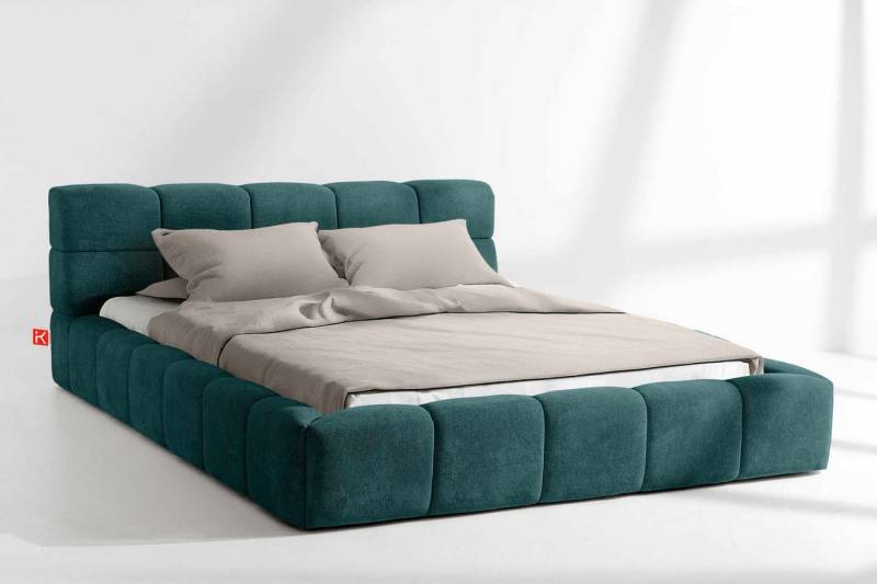KONSIMO® Polsterbett Doppelbett AERI mit Stauraum, ohne Matratze, hergestellt in der EU (140/160/180/200 cm x 200 cm), handgefertigt, mit Massivholzrahmen, gepolstertes Kopfteil, Modern von KONSIMO®
