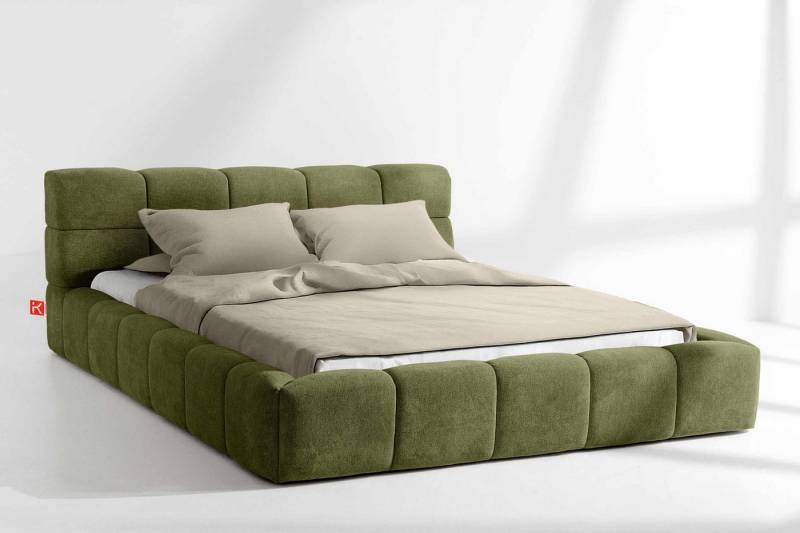 KONSIMO® Polsterbett Doppelbett AERI mit Stauraum, ohne Matratze, hergestellt in der EU (140/160/180/200 cm x 200 cm), handgefertigt, mit Massivholzrahmen, gepolstertes Kopfteil, Modern von KONSIMO®