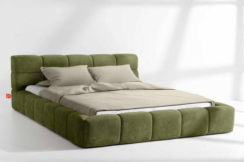 KONSIMO® Polsterbett Doppelbett AERI mit Stauraum, ohne Matratze, hergestellt in der EU (140/160/180/200 cm x 200 cm), handgefertigt, mit Massivholzrahmen, gepolstertes Kopfteil, Modern von KONSIMO®