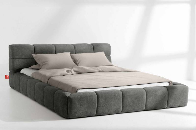 KONSIMO® Polsterbett Doppelbett AERI mit Stauraum, ohne Matratze, hergestellt in der EU (140/160/180/200 cm x 200 cm), handgefertigt, mit Massivholzrahmen, gepolstertes Kopfteil, Modern von KONSIMO®
