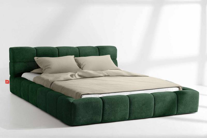KONSIMO® Polsterbett Doppelbett AERI mit Stauraum, ohne Matratze, hergestellt in der EU (140/160/180/200 cm x 200 cm), handgefertigt, mit Massivholzrahmen, gepolstertes Kopfteil, Modern von KONSIMO®