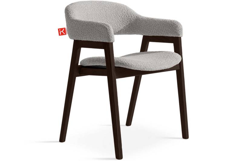 KONSIMO® Polsterstuhl Esszimmerstuhl CAVI Loungesessel, Premiumqualität aus EU (Buchenmassivholz - Lackiert in Nussbaum mittel), superstabiler Massivholzrahmen, Modern, ergonomische Form von KONSIMO®
