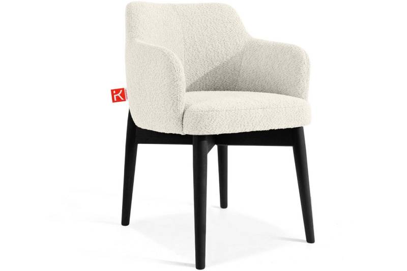 KONSIMO® Polsterstuhl Esszimmerstuhl LUCCI Loungesessel, Premiumqualität aus EU (Buchenmassivholz - schwarz lackiert), superstabiler Massivholzrahmen, Boho, Modern, mit Armlehnen von KONSIMO®