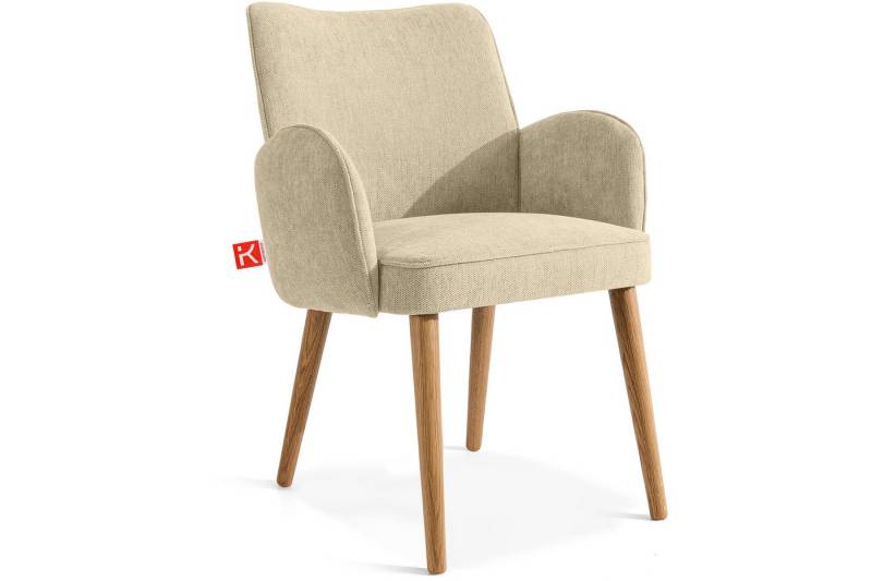 KONSIMO Polsterstuhl Esszimmerstuhl MERI Loungesessel, Premiumqualität aus EU (Massivholzeiche) von KONSIMO