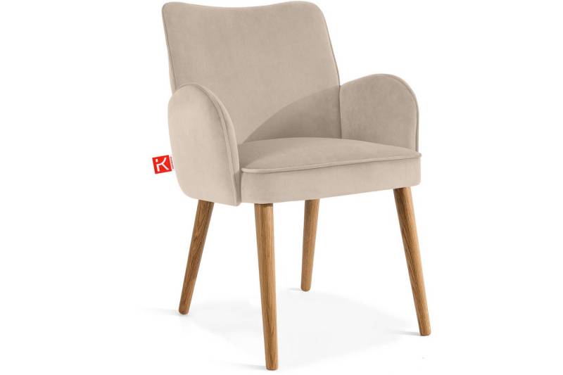 KONSIMO Polsterstuhl Esszimmerstuhl MERI Loungesessel, Premiumqualität aus EU (Massivholzeiche) von KONSIMO