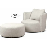 KONSIMO RAGGI Sessel mit Fußbank, Weiß von KONSIMO