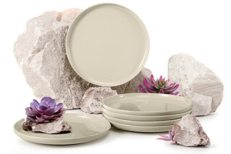 KONSIMO® Teller-Set VICTO Tafelservice hergestellt in der EU (6-tlg), 6 Personen, Steingut, spülmaschinengeeignet, mikrowellengeeignet, 6x Dessertteller von KONSIMO®