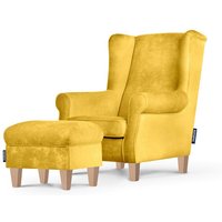 Klassische Sessel Gepolsterter und Sitzhocker miles, Gelb, Stoff, Classic, 82x105x97 cm - Konsimo von KONSIMO