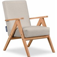 Klassische Sessel im minimalistischen Stil Rahmen aus lackiertem Holz 'naset', Beige, Stoff/Massivholz, Scandinavian, 60x90x75 cm - Konsimo Klassische Sessel im minimalistischen Stil Rahmen aus lackiertem Holz 'naset', Beige, Stoff/Massivholz, Scandinavian, 60x90x75 cm - Konsimo von KONSIMO