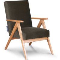 Klassische Sessel im minimalistischen Stil Rahmen aus lackiertem Holz 'naset', Braun, Stoff/Massivholz, Scandinavian, 60x90x75 cm - Konsimo von KONSIMO