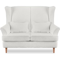 Klassische Sofa 2-Sitzer mit zwei dekorativen Kissen inklusive stralis, Weiss, Stoff/Schaum, Scandinavian, 136x106x96 cm - Konsimo von KONSIMO