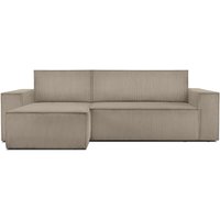 Napi Ecksofa Big links/rechts, Schlaffunktion mit Cordbezug, Beige - Konsimo von KONSIMO