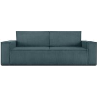 Napi Sofa 3 Sitzer, mit Schlaffunktion, in Pet Friendly Cord-Stoff, Blau - Konsimo Napi Sofa 3 Sitzer, mit Schlaffunktion, in Pet Friendly Cord-Stoff, Blau - Konsimo von KONSIMO