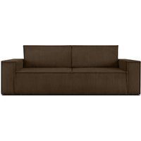 Napi Sofa 3 Sitzer, mit Schlaffunktion, in Pet Friendly Cord-Stoff, braun - Konsimo von KONSIMO